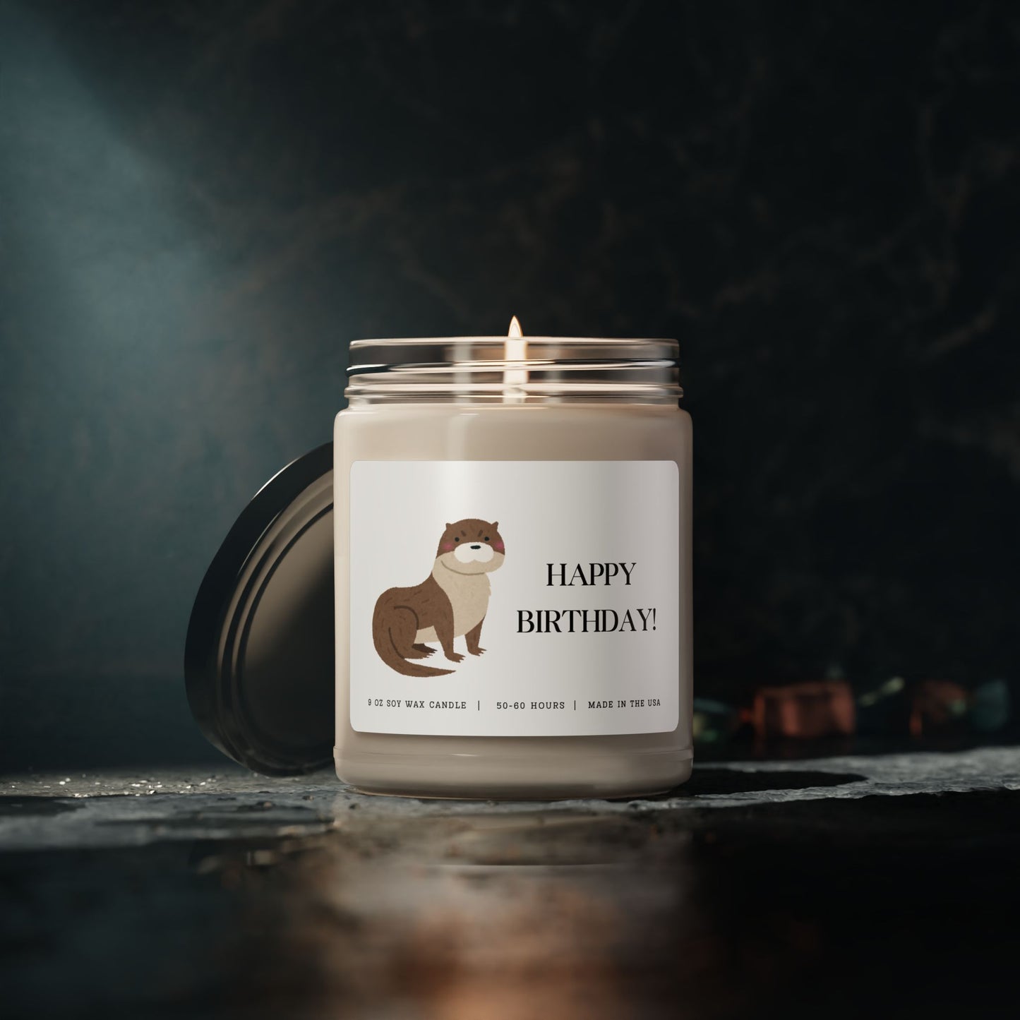 Happy Birthday Candle - Cartoon Otter, 9oz