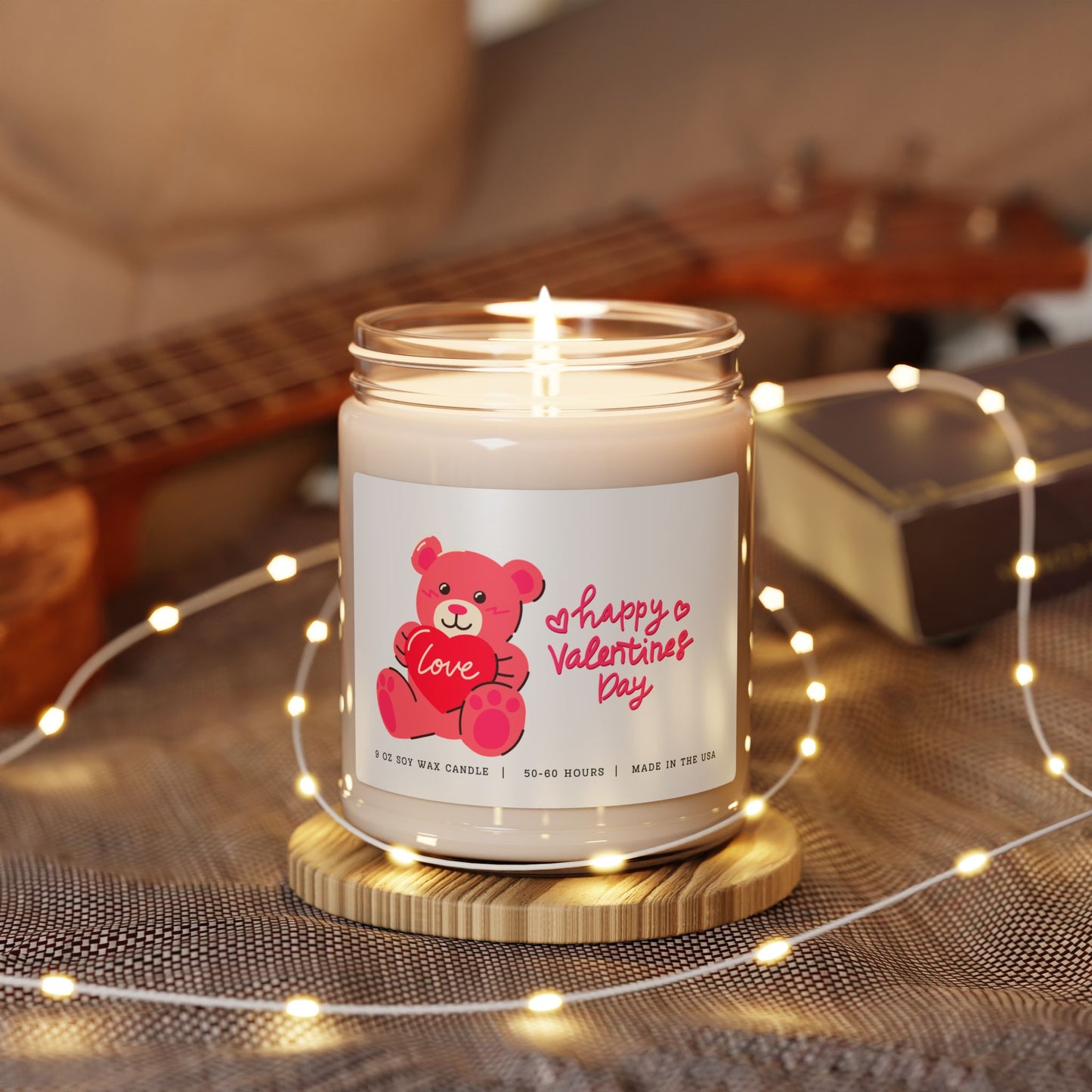 Happy Valentines Day Candle - Pink Bear, 9oz