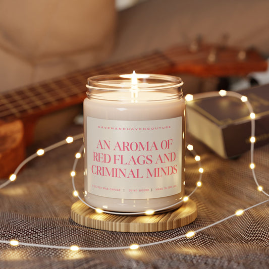 An Aroma of Red Flags and Criminal Minds - 9oz Candle for True Crime Enthusiasts