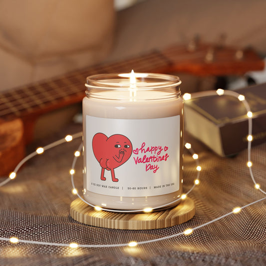 Happy Valentines Day Candle - Heart-Shaped Character with Smiling Cartoon Cheeks, 9oz