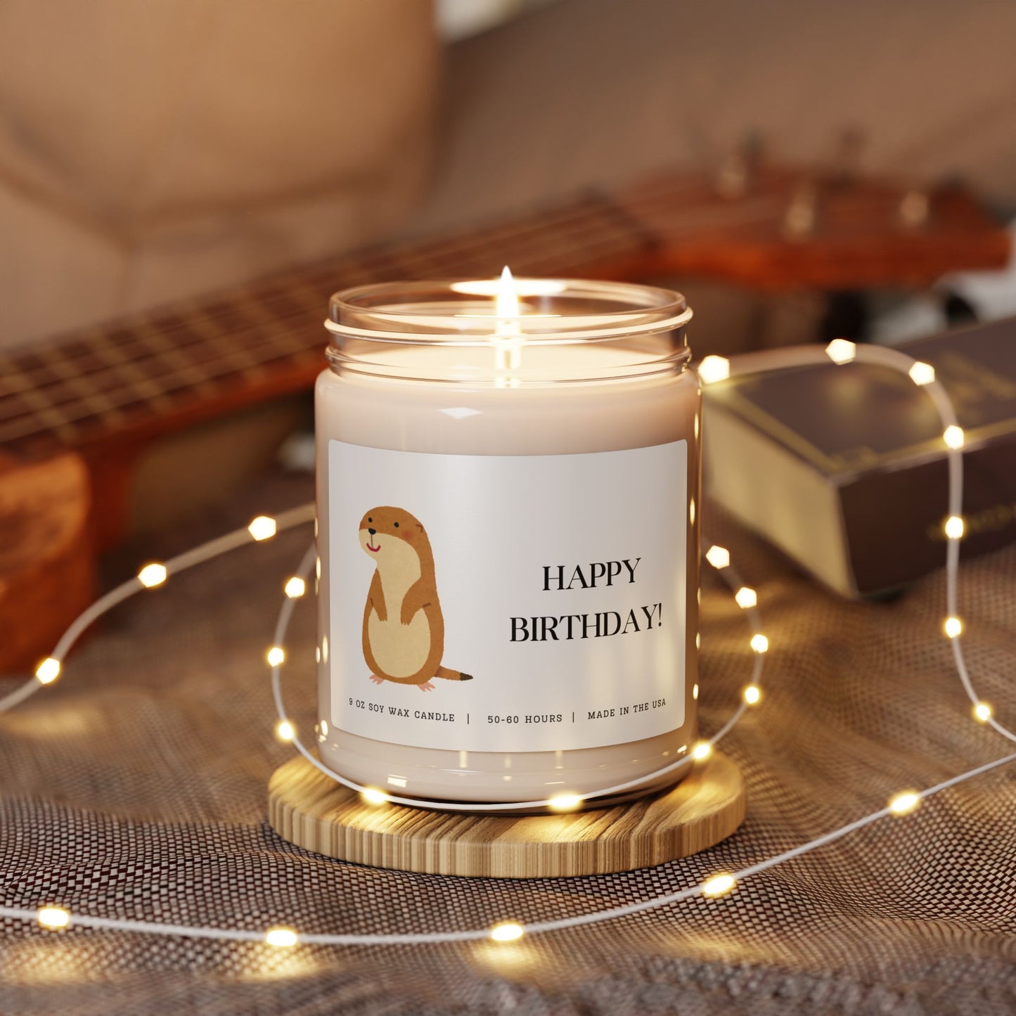 Happy Birthday Candle - Cartoon Otter, 9oz