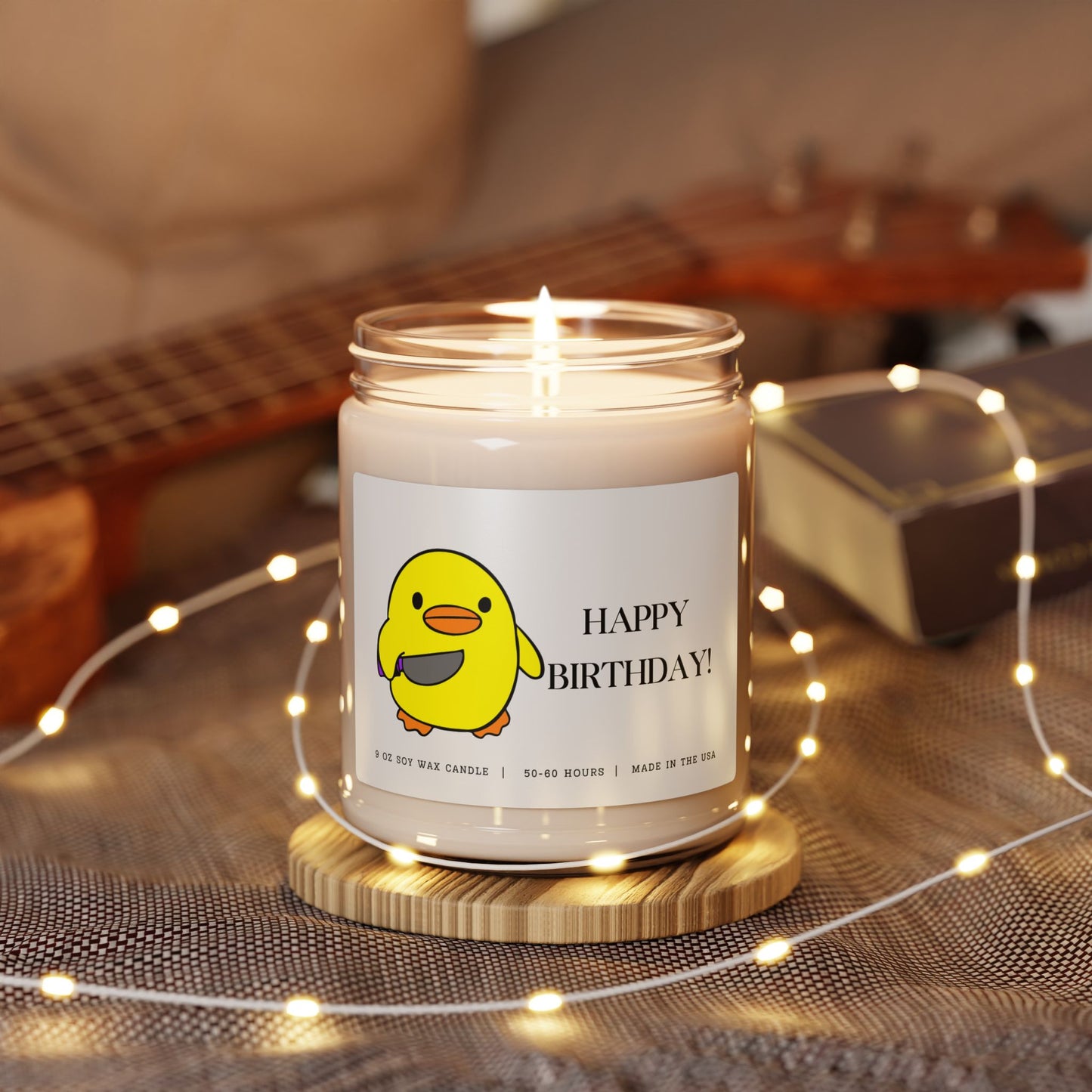 Happy Birthday Candle - Cute Duck Holding Knife, 9oz