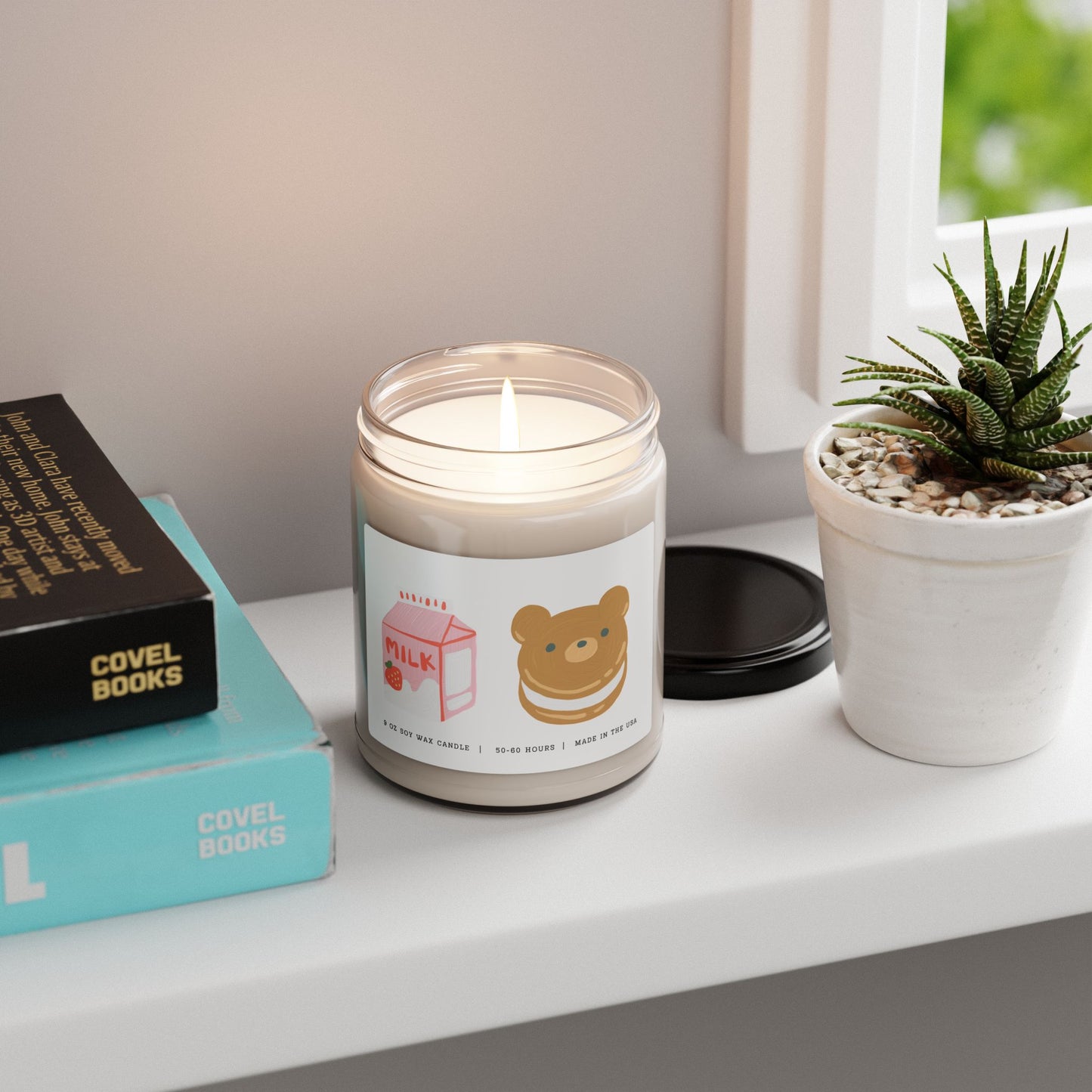 Kawaii Strawberry Milk Carton Candle with Fluffy Bear Sandwich - Adorably Sweet Vibes, 9oz