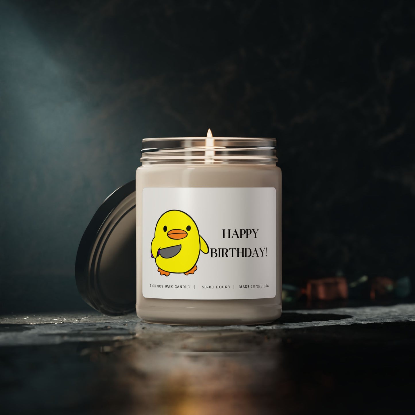 Happy Birthday Candle - Cute Duck Holding Knife, 9oz