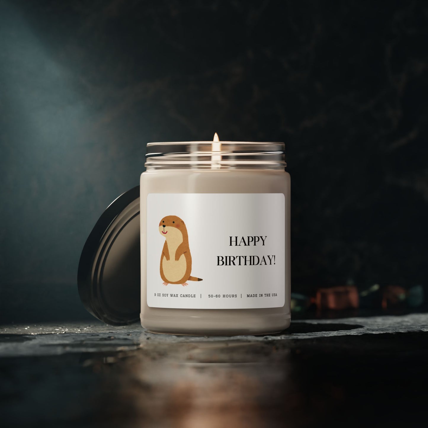 Happy Birthday Candle - Cartoon Otter, 9oz