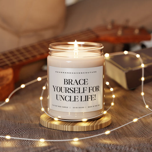 Brace Yourself for Uncle Life! 9oz Pregnancy Announcement Candle