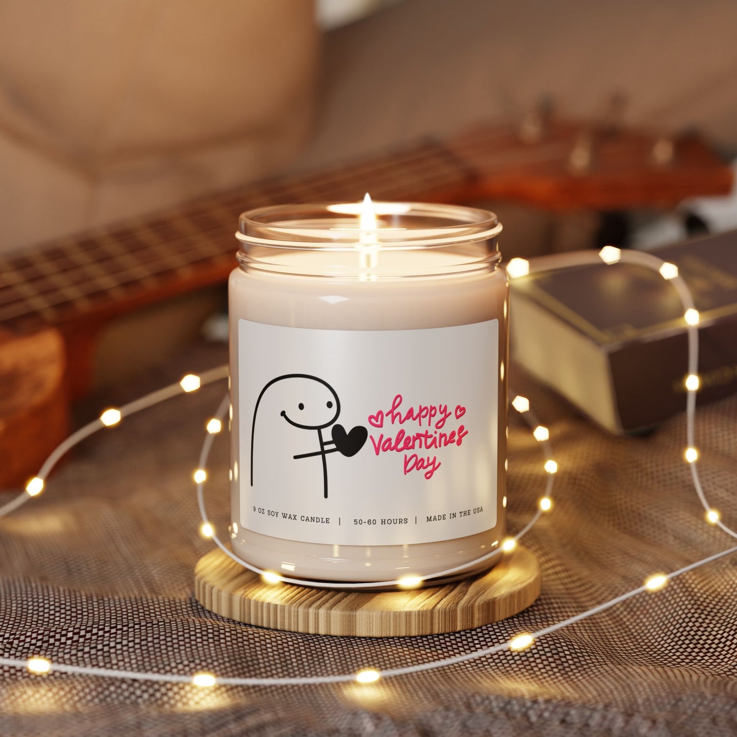 Happy Valentines Day Candle - Stick Figures Holding Heart, 9oz
