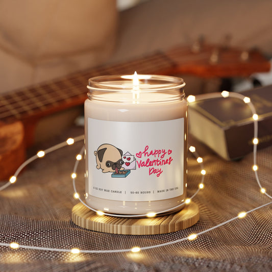 Happy Valentine's Day Candle - Cute Chubby Pug, 9oz