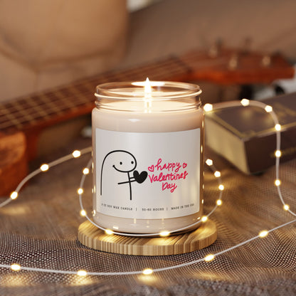 Happy Valentines Day Candle - Stick Figures Holding Heart, 9oz