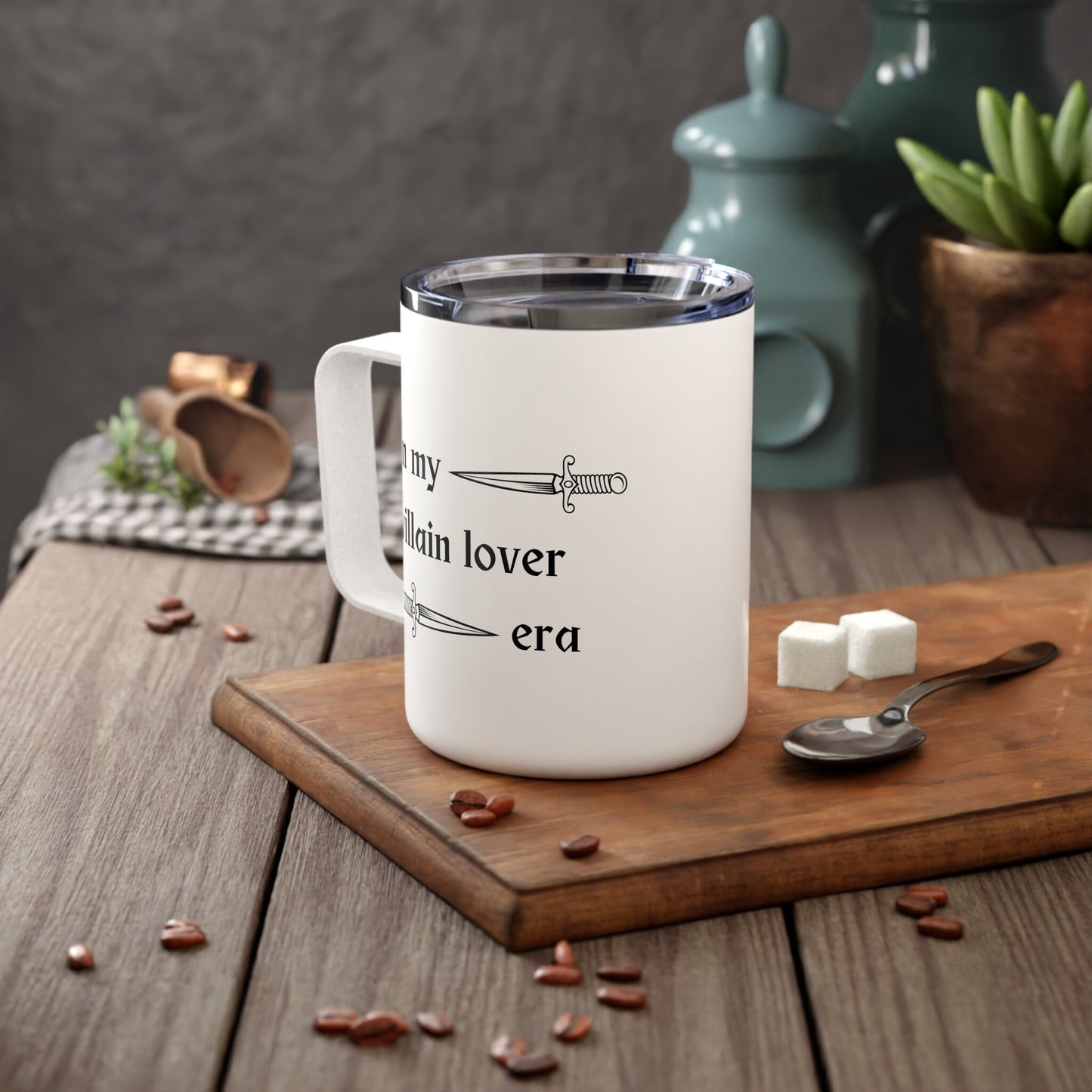 In my villain lover era Insulated Coffee Mug, 10oz - Booktok -Book lover-gift for wife-Gift him-gift for mom villain era- villain lover