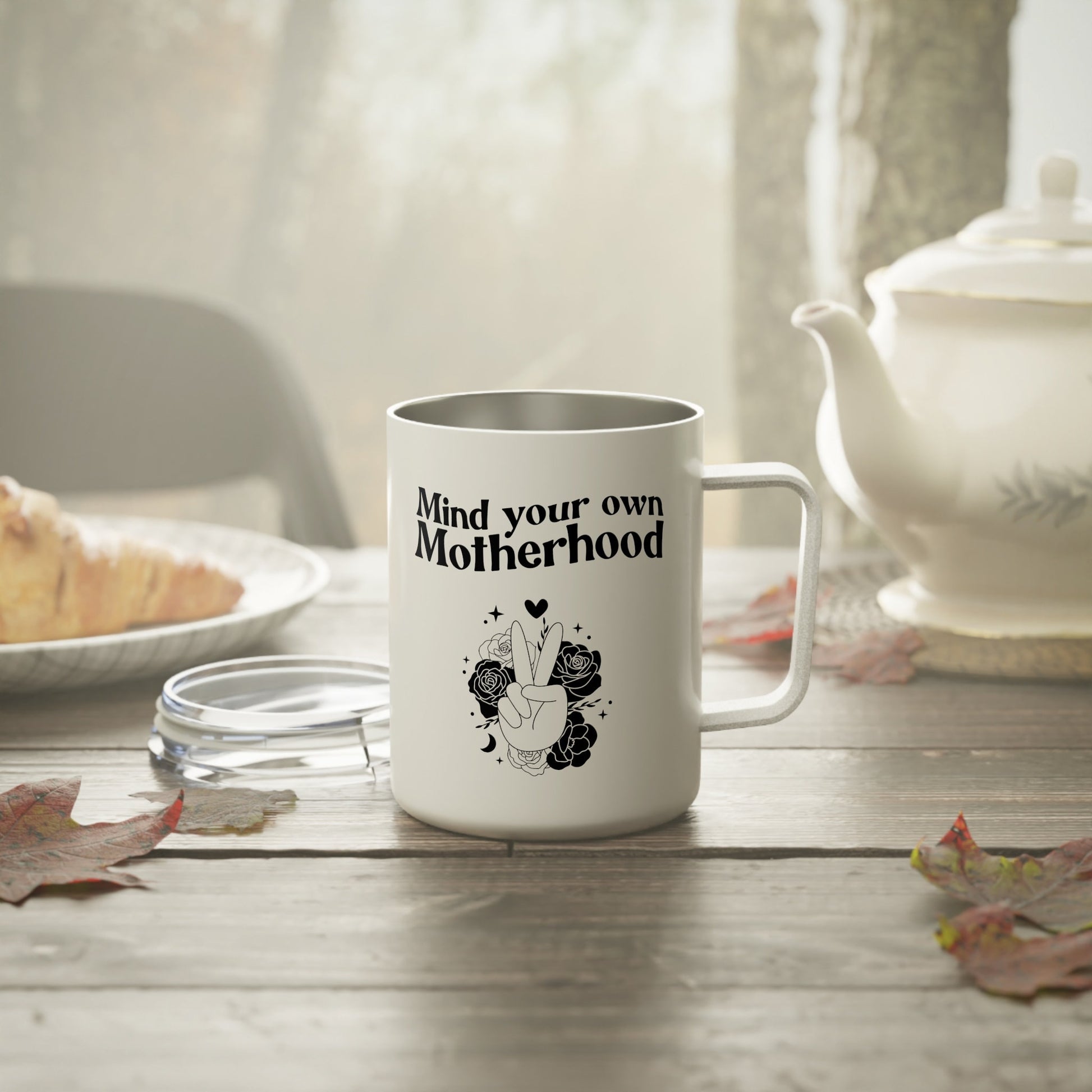 Mind your own Motherhood Insulated Coffee Mug 10oz- Momtok- Mom mug- Mom aesthetic- mom casual- new mom- gift for moms- sassy mom