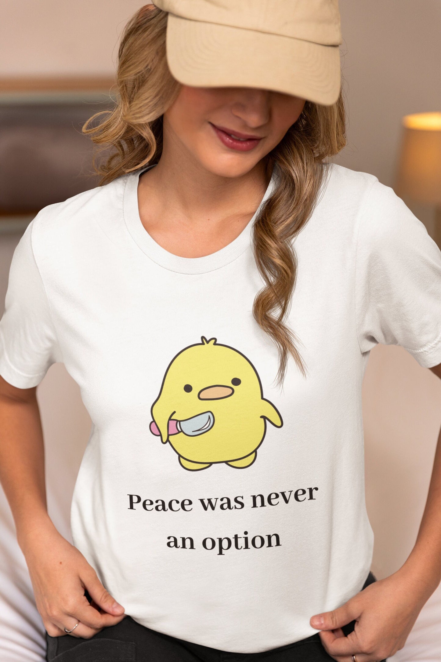 Peace Was Never An Option Duck t-shirt - Funny- Duck humor- Dark humor- Duck with knife- Gift for her- Gift for him