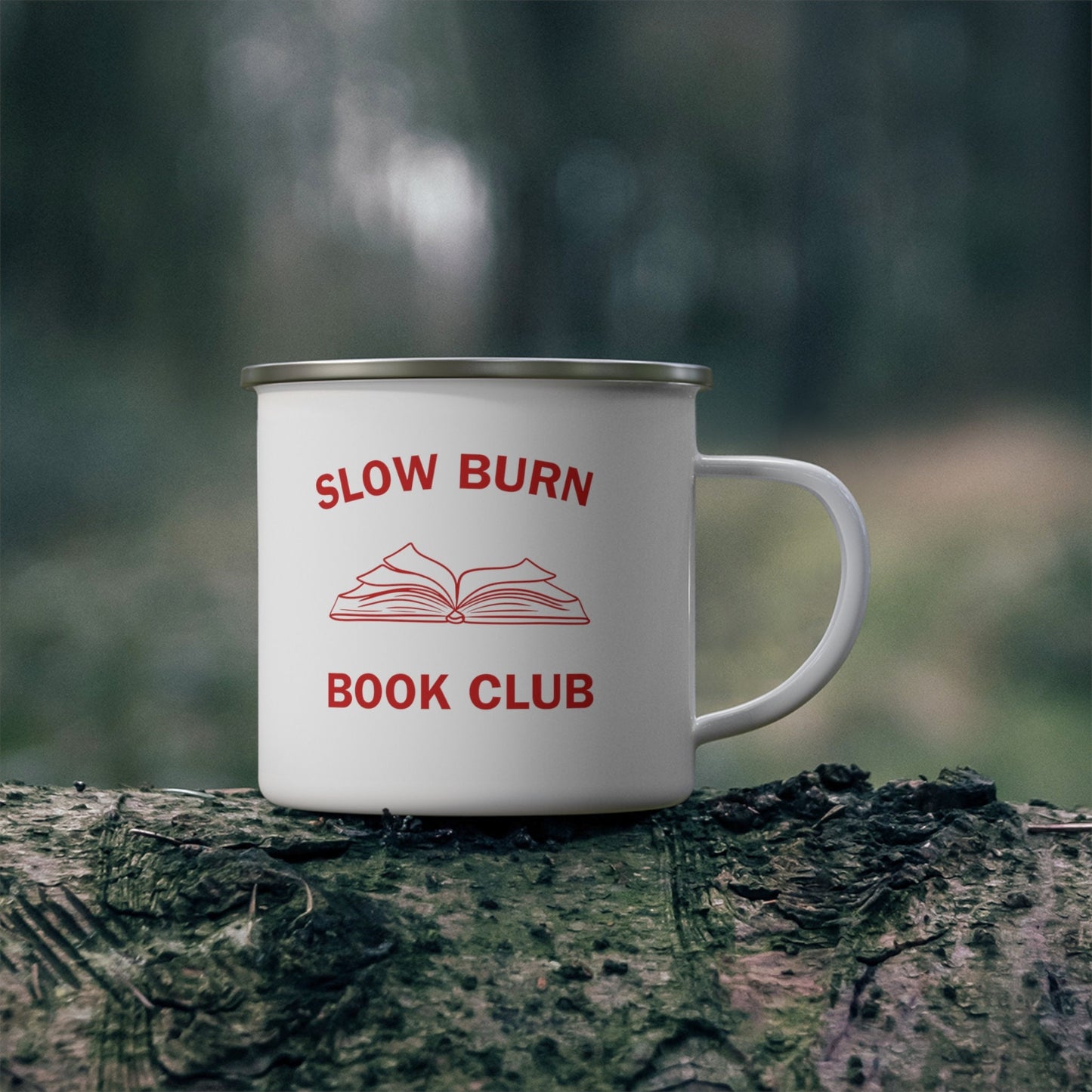 Slow Burn Book Club Enamel Camping Mug- Booktok- book lover- Slow burn reader- romance reader- cozy mug- fantasy reader- reading aesthetic