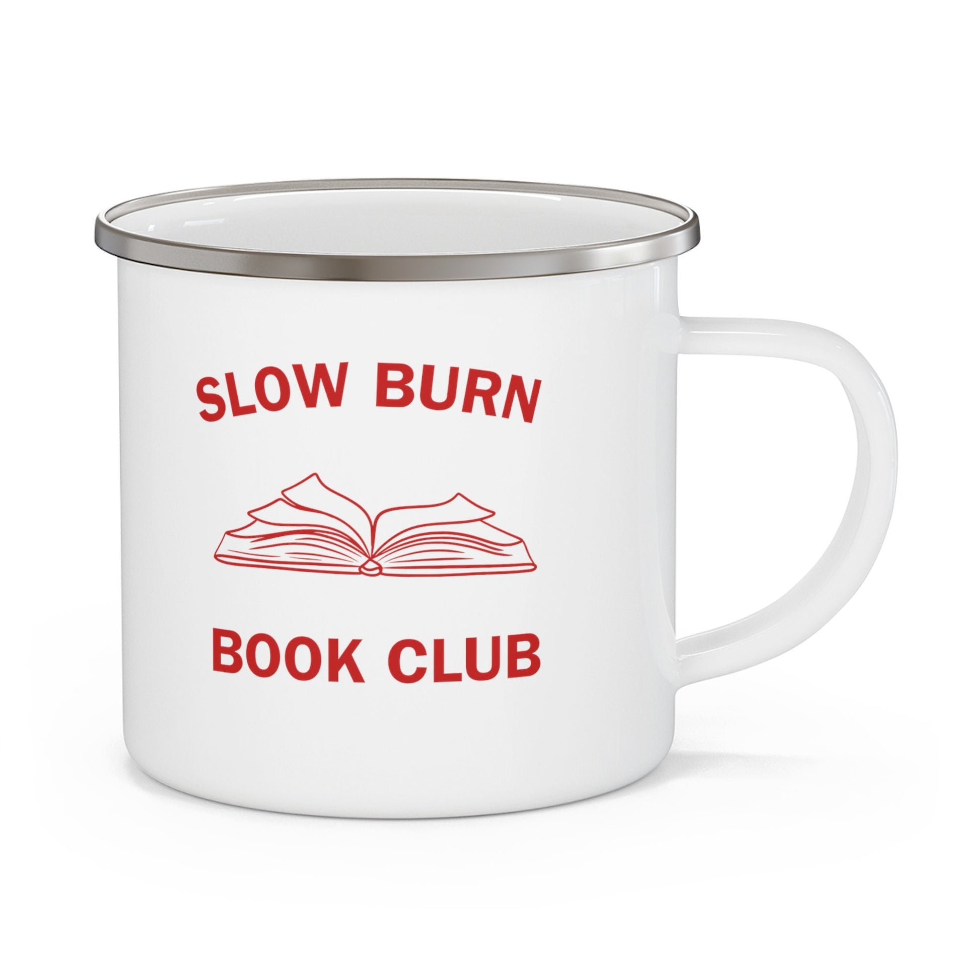 Slow Burn Book Club Enamel Camping Mug- Booktok- book lover- Slow burn reader- romance reader- cozy mug- fantasy reader- reading aesthetic