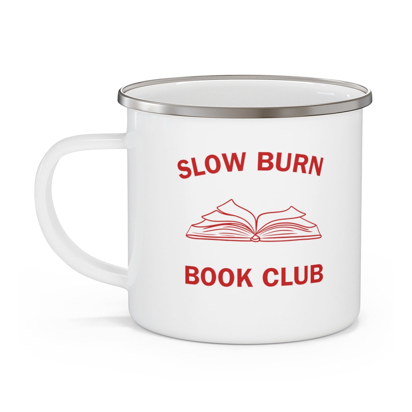 Slow Burn Book Club Enamel Camping Mug- Booktok- book lover- Slow burn reader- romance reader- cozy mug- fantasy reader- reading aesthetic