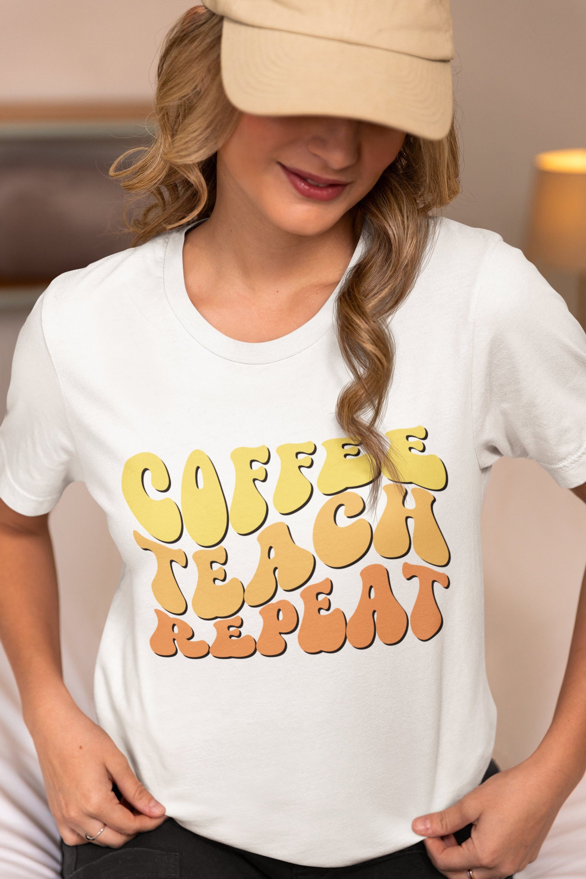 Coffee Teach Repeat t-shirt- Teacher Aesthetic- Coffee lover- Teacher appreciation- Teaching assistant- Teaching tiny humans