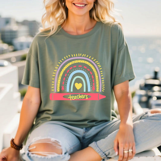 Rainbow Teachers t-shirt- Teacher appreciation- Teaching assistant- Teaching tiny humans- Teacher casual wear- Gift for teacher-Best teacher