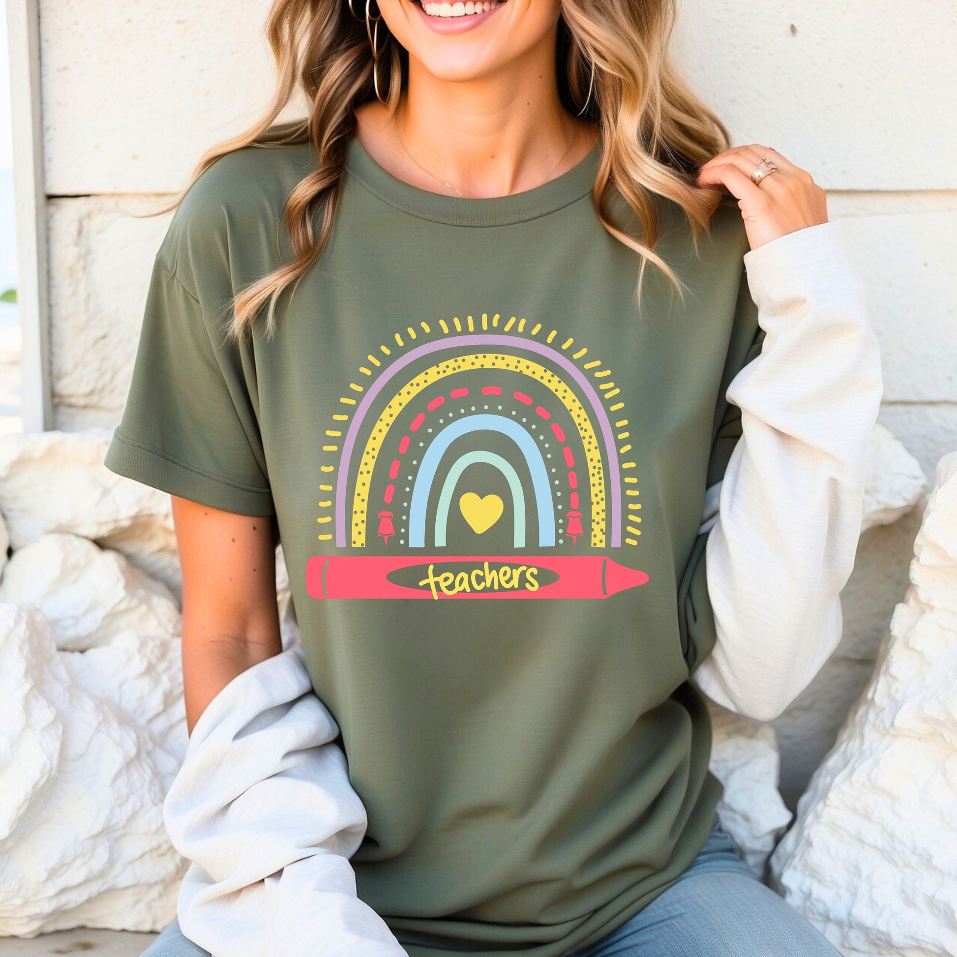 Rainbow Teachers t-shirt- Teacher appreciation- Teaching assistant- Teaching tiny humans- Teacher casual wear- Gift for teacher-Best teacher