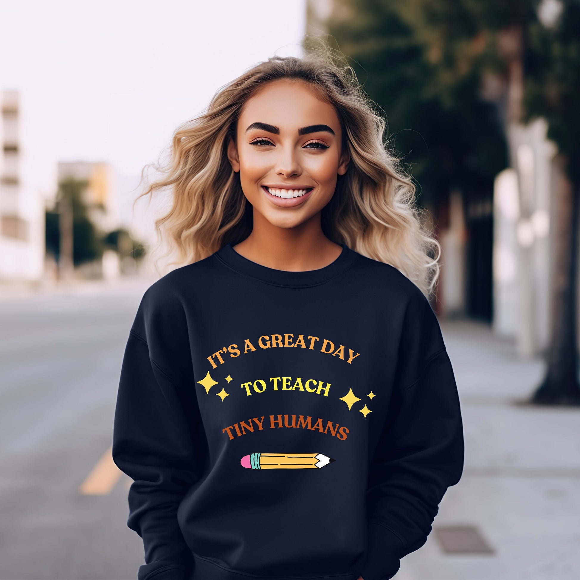 It's a great day to teach tiny humans Crewneck Sweatshirt- Great gift for teachers- Gift for family