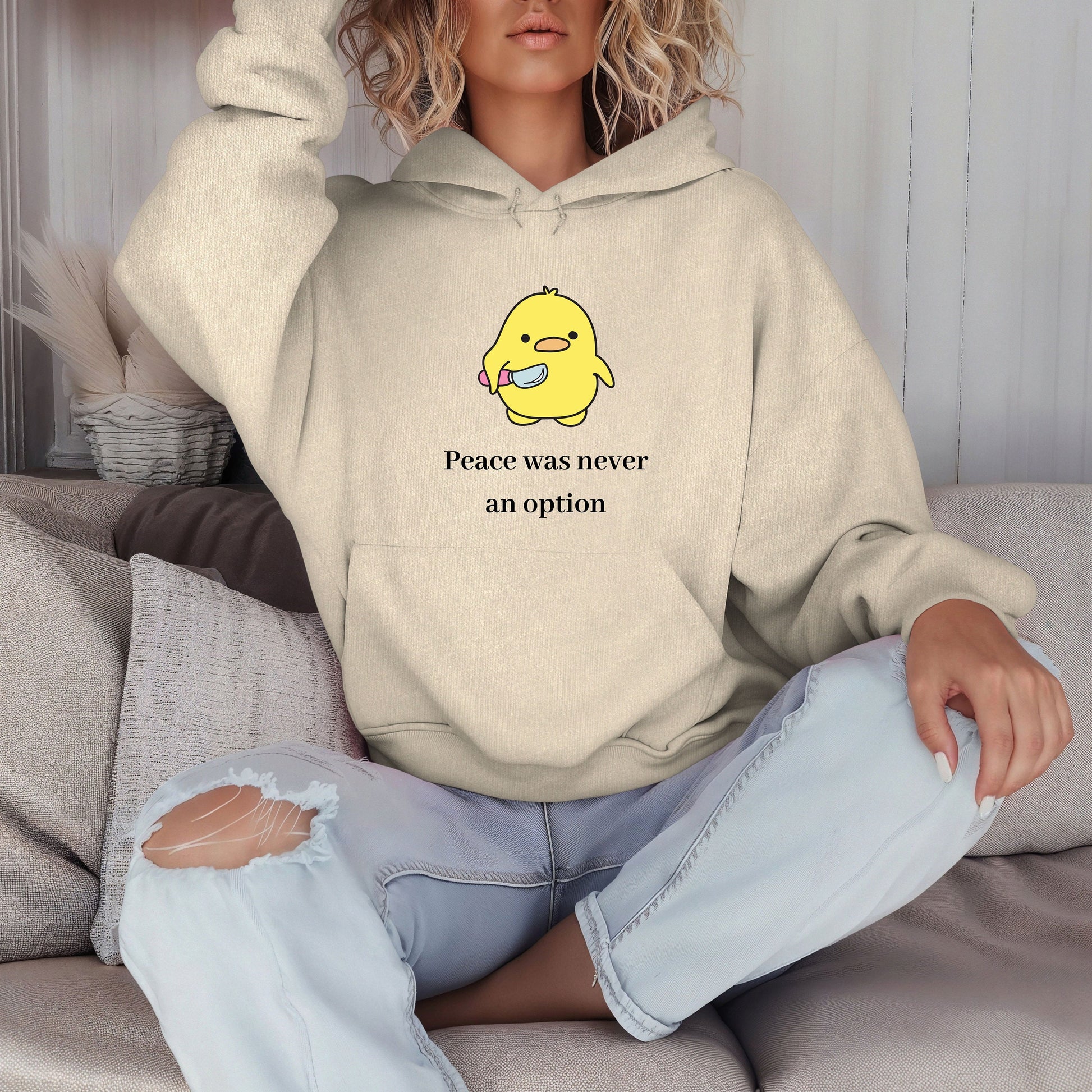 Peace Was Never An Option Duck Hoodie- Funny- Duck humor- Dark humor- Duck with knife- Gift for her- Gift for him