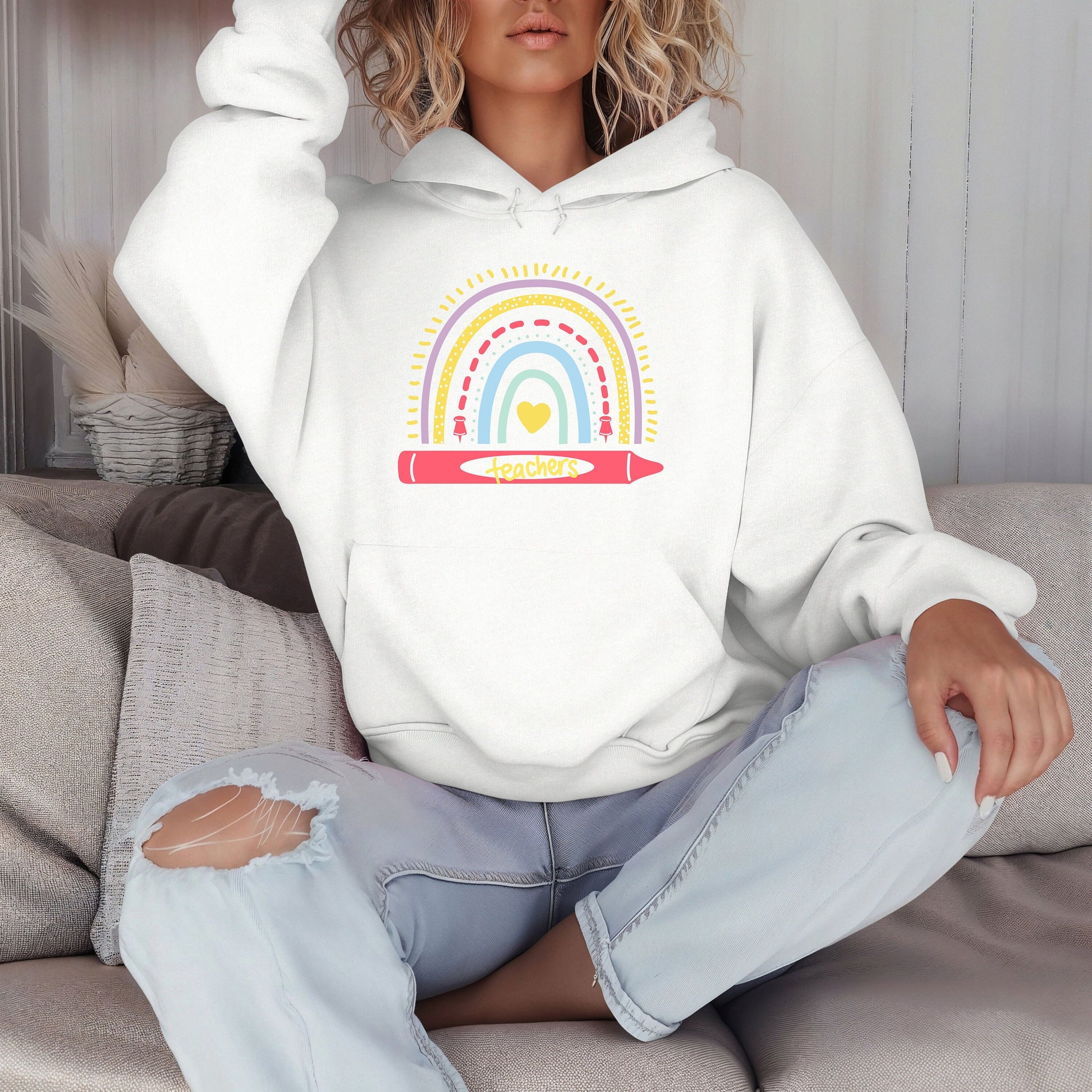 Rainbow Teachers Hoodie- Teacher appreciation- Teaching assistant- Teaching tiny humans- Teacher casual wear- Gift for teacher- Best teacher