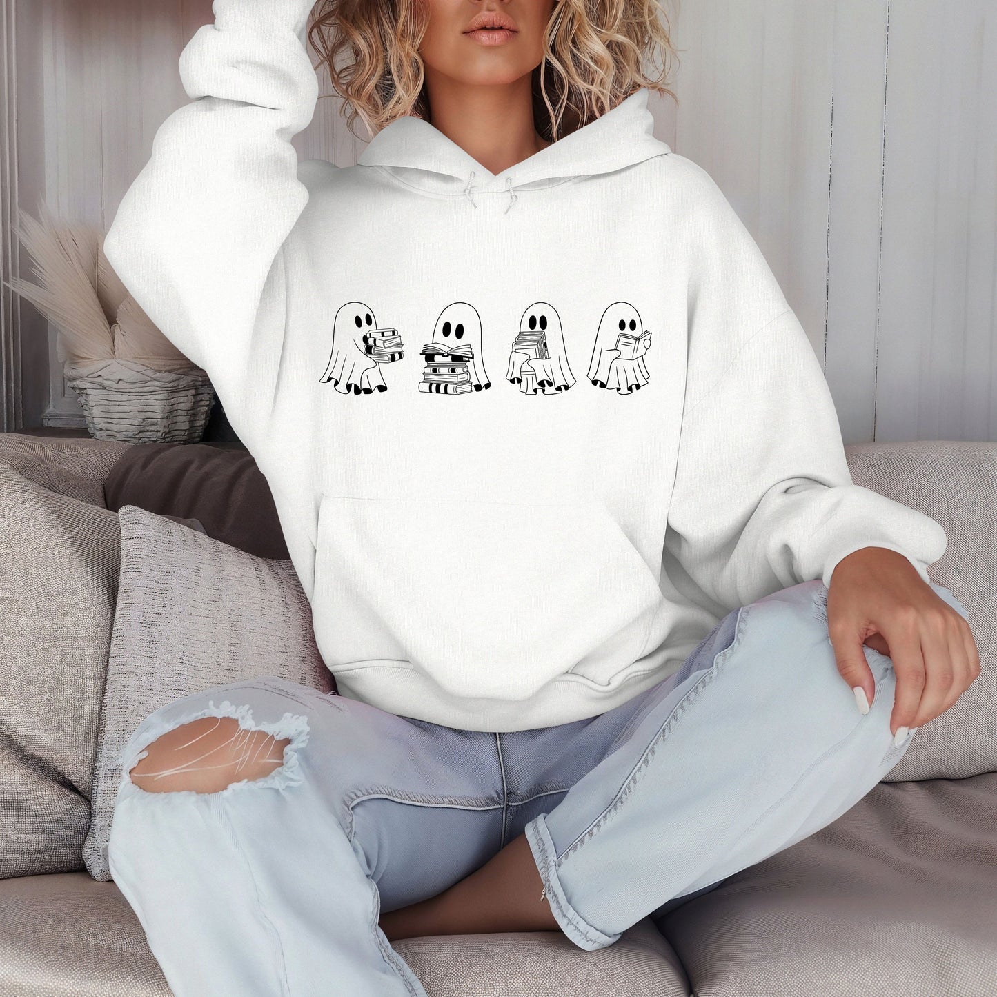 Cute reading ghosts Hoodie- Booklover- Booktok- Bookworm- Gift for her- Aesthetic reading wear- cozy vibes