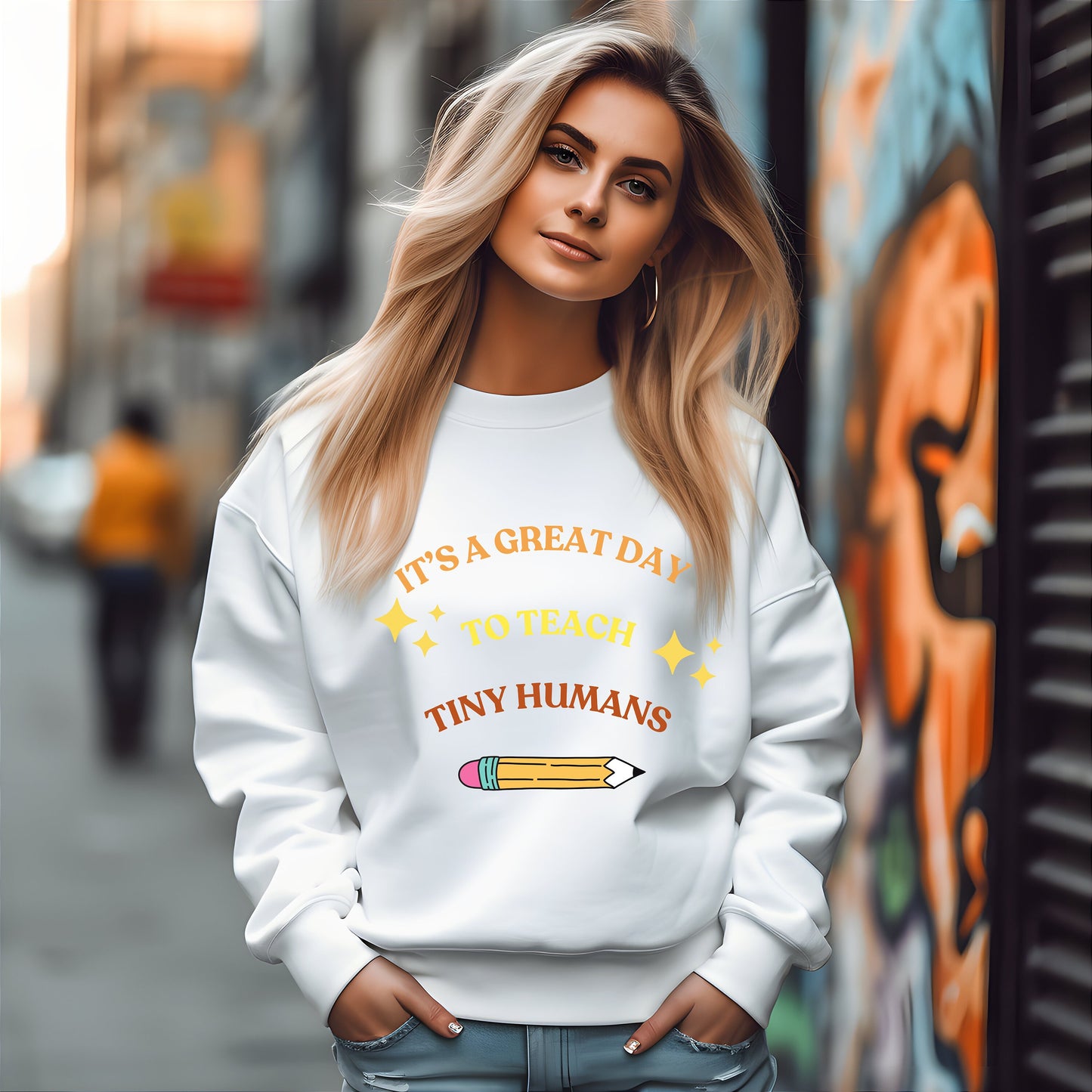 It's a great day to teach tiny humans Crewneck Sweatshirt- Great gift for teachers- Gift for family