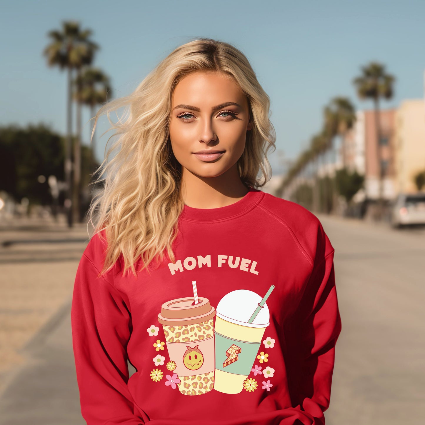 Mom fuel Crewneck Sweatshirt- Gift for mom- Gift for wife- Gift Girlfriend- Coffee lover- boy mom- girl mom- new mom