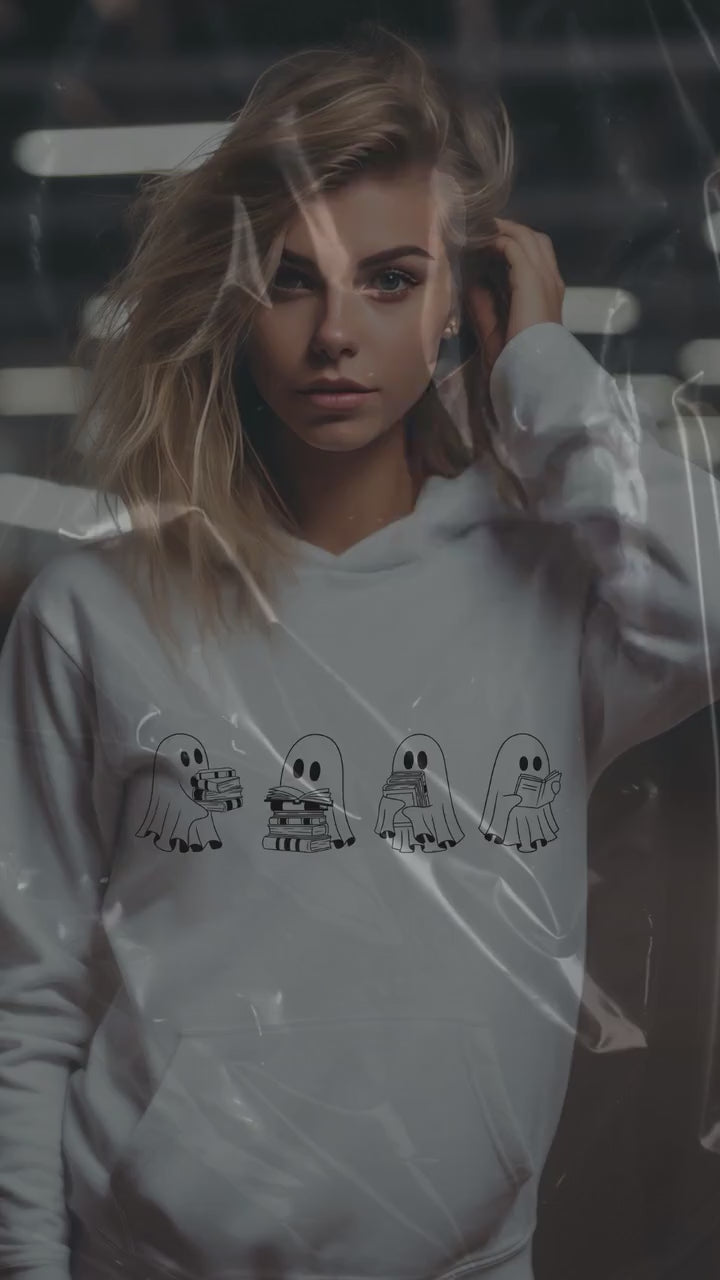 Cute reading ghosts Hoodie- Booklover- Booktok- Bookworm- Gift for her- Aesthetic reading wear- cozy vibes