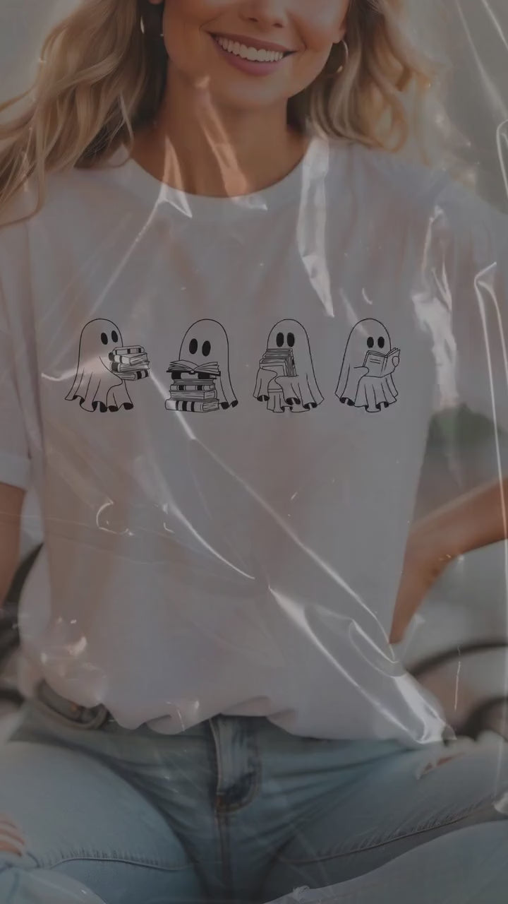 Cute reading ghosts t-shirt- Booklover- Booktok- Bookworm- Gift for her- Aesthetic reading wear- cozy vibes- dark romance- spicy booktok